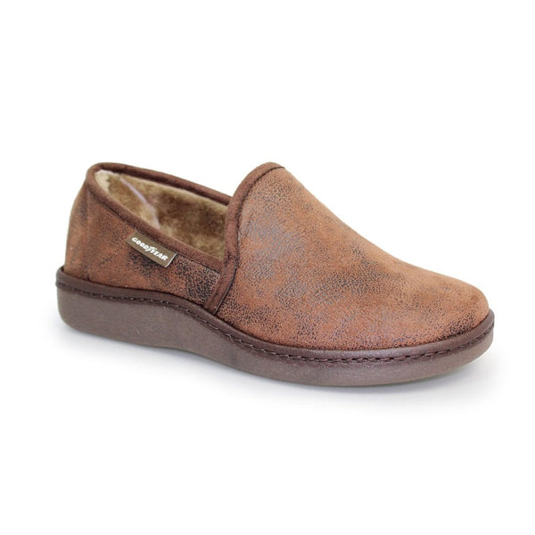 Goodyear Manor KMG021 Mens Brown Textile Slip On Slippers-elevate your sole