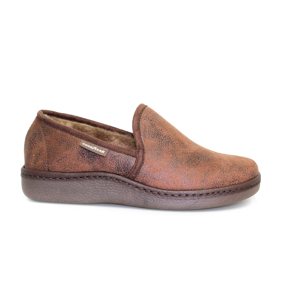 Goodyear Manor KMG021 Mens Brown Textile Slip On Slippers-elevate your sole