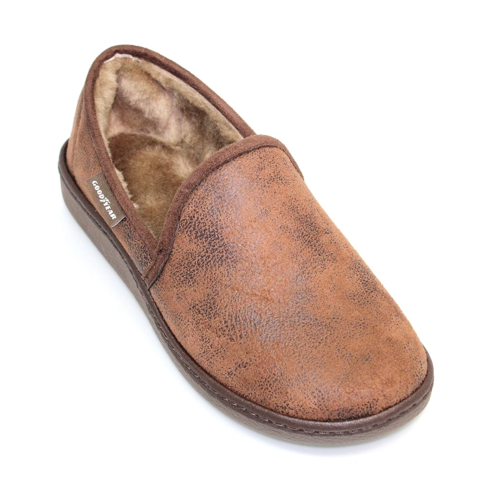 Goodyear Manor KMG021 Mens Brown Textile Slip On Slippers-elevate your sole