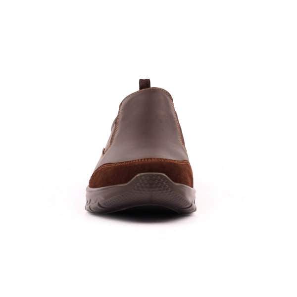 Grisport BMG086 Stride men's brown leather slip-on shoes with suede accents and rubber outsole.