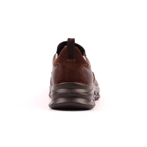 Grisport BMG086 Stride men's brown leather slip-on shoes with cushioned sole and pull-tab, casual and comfortable footwear.
