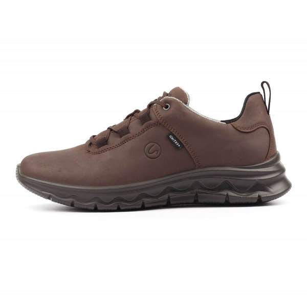 Grisport BMG087 Cloudstep Brown Leather Lace-Up Shoes, men's walking sneakers with cushioned sole and Gore-Tex waterproof technology.