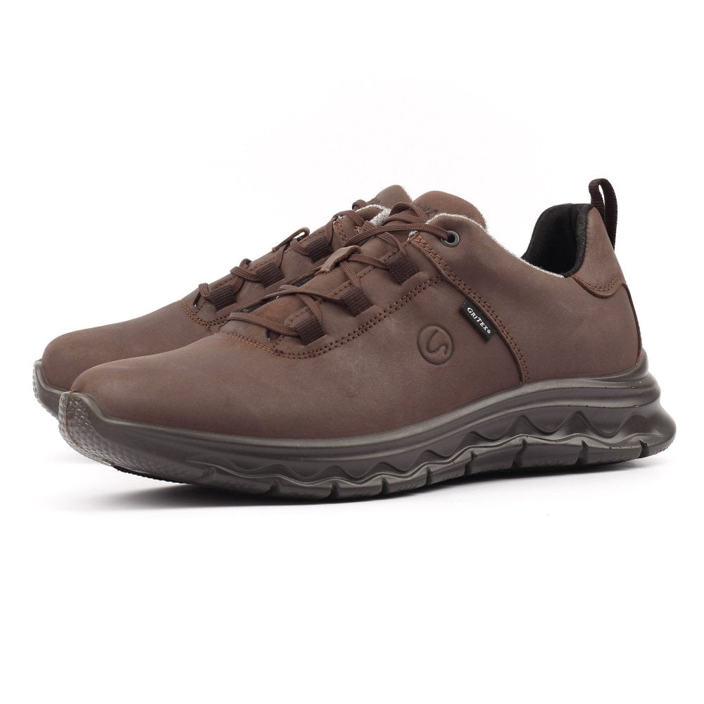 Grisport BMG087 Cloudstep Brown Leather Lace-Up Shoes for Men, breathable, durable hiking footwear with cushioned sole.