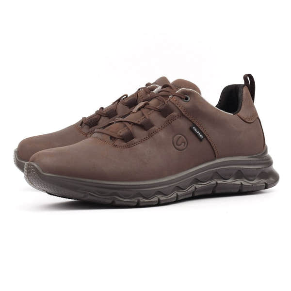 Grisport BMG087 Cloudstep Brown Leather Lace-Up Shoes for Men, breathable, durable hiking footwear with cushioned sole.