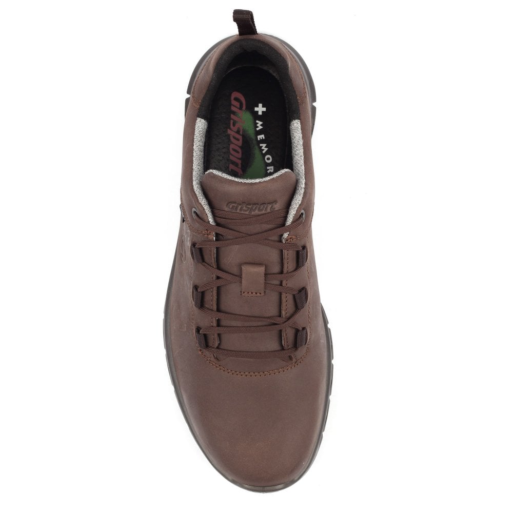 Grisport BMG087 Cloudstep Brown Leather Lace-Up Shoe, men's rugged brown outdoor footwear with cushioned insole.