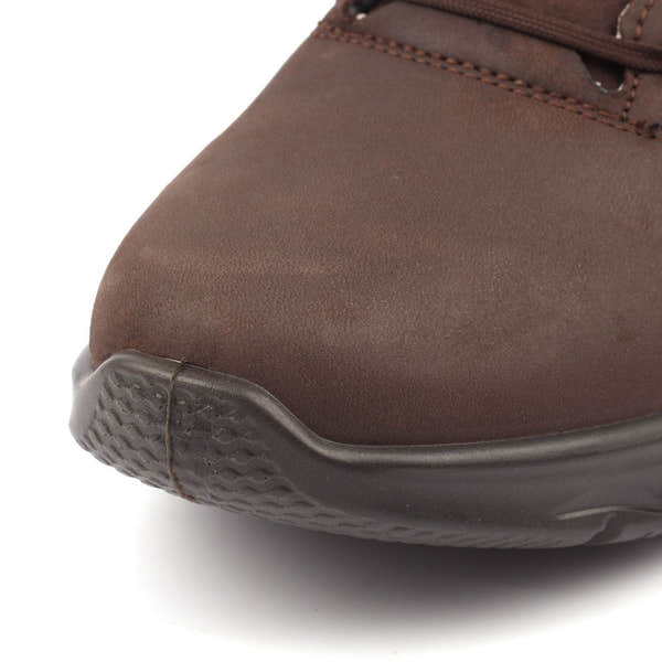 Grisport BMG087 Cloudstep brown leather lace-up shoes with textured rubber outsole, close-up view.
