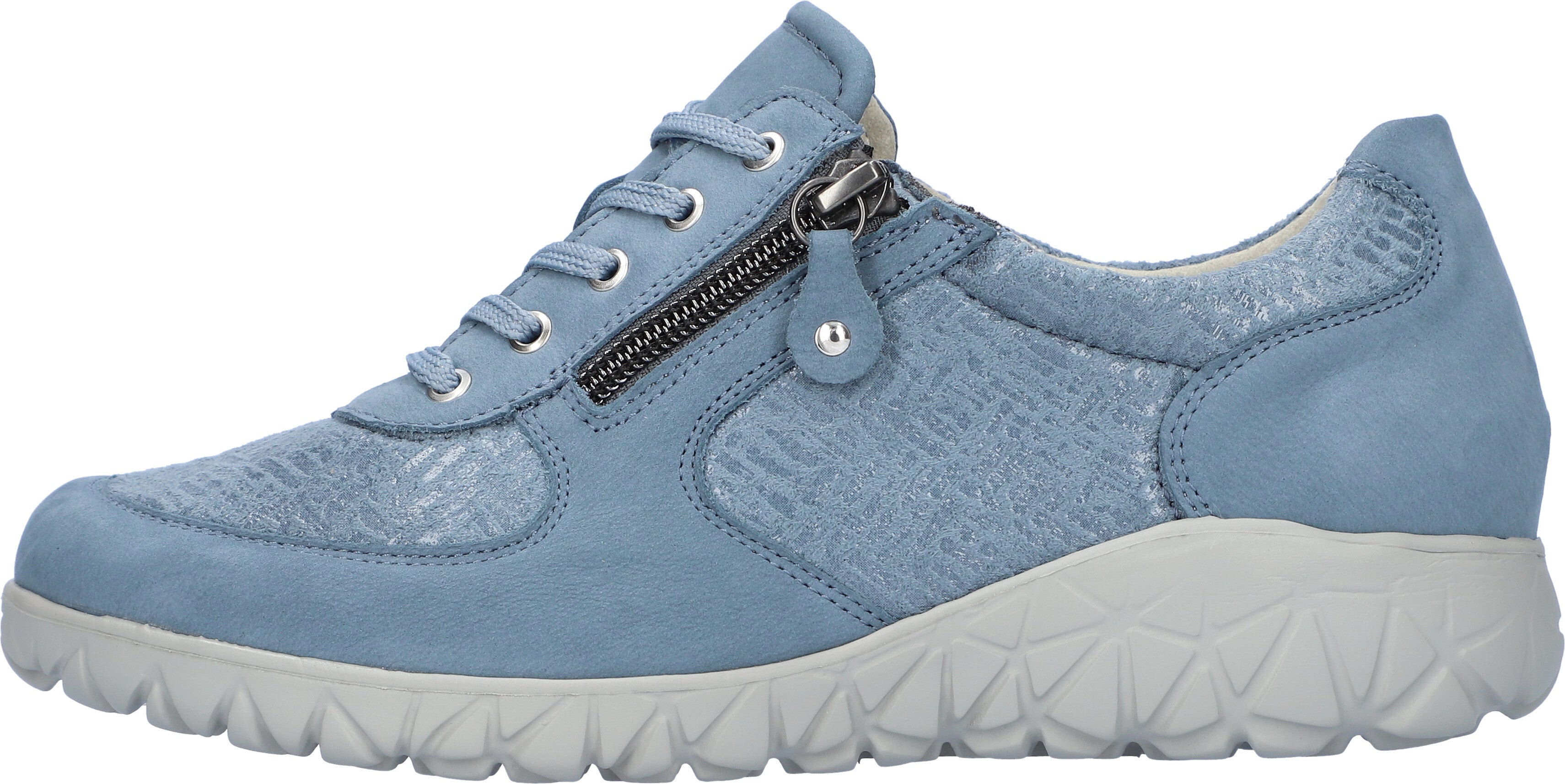 Waldlaufer H89001 227 263 Havy Soft Ladies Denim Blue Nubuck Arch Support Slip On Shoes