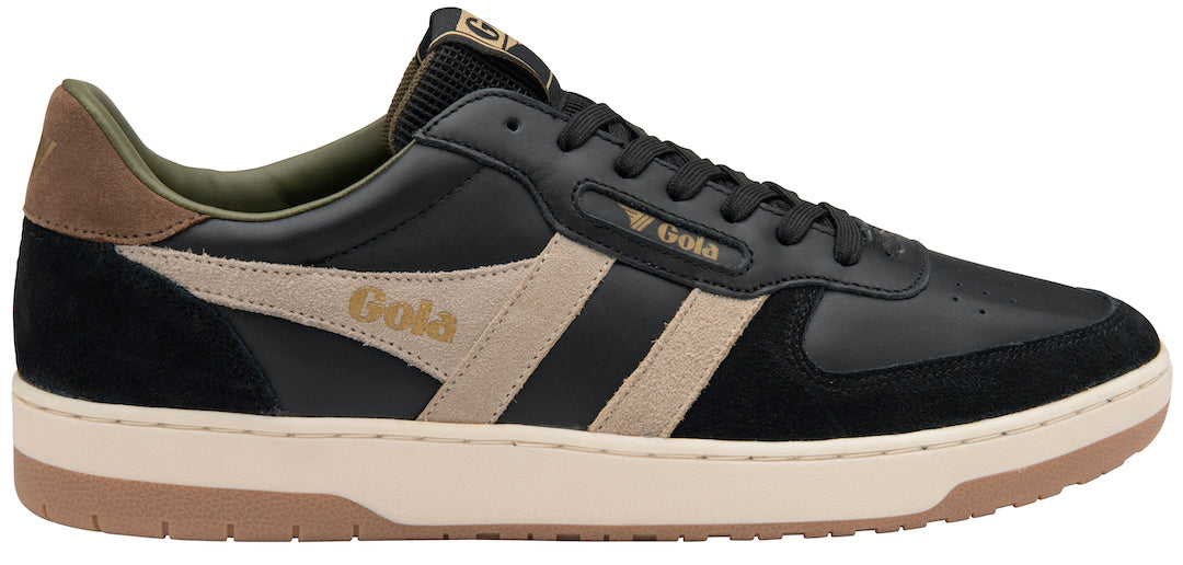 Gola Hawk Mens Black Leather Lace Up Trainers