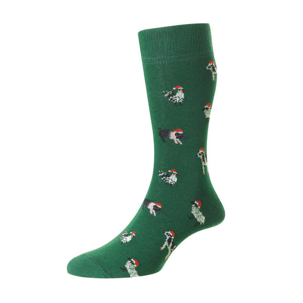 HJ Socks HJ33 Mens Animals In Christmas Hats Softop Socks-elevate your sole