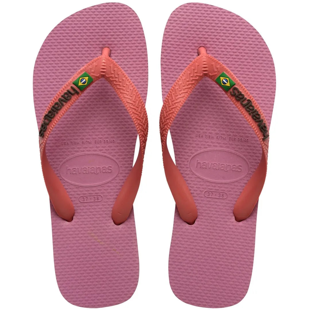 Havaianas Brasil Logo Ladies Rose Chiffon Toe Post Sandals