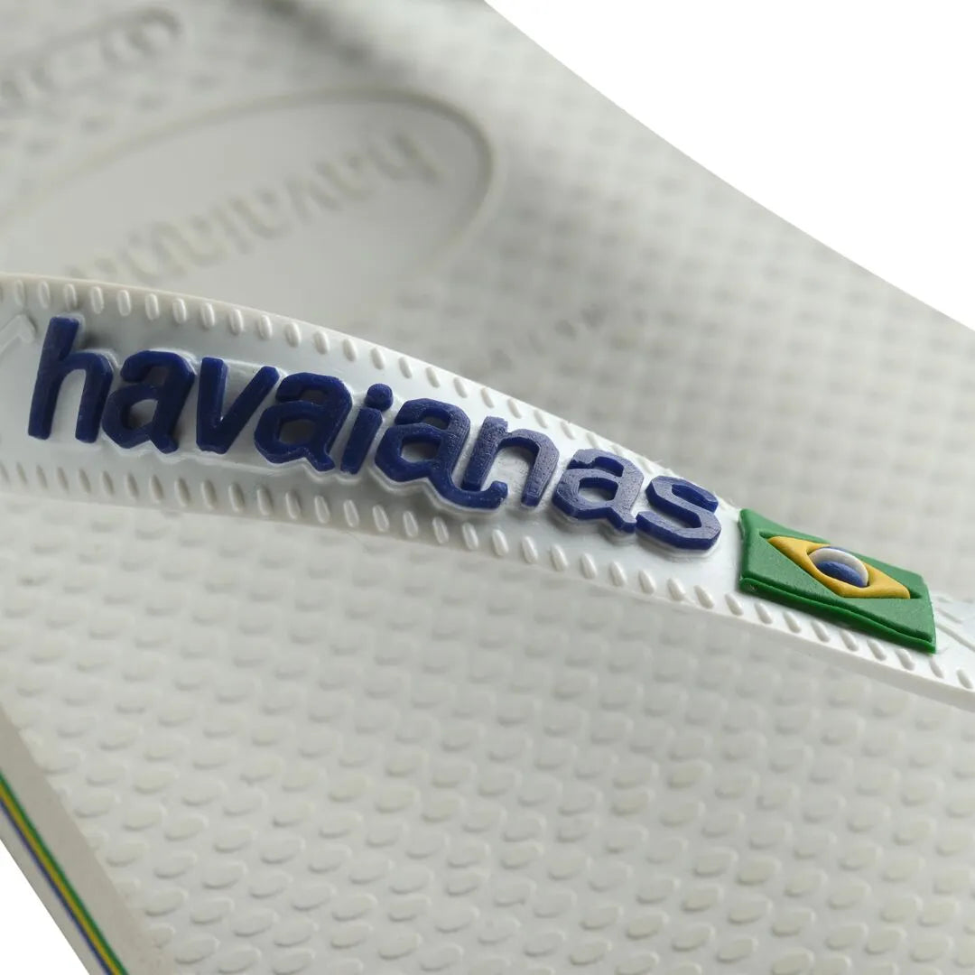 Havaianas Brasil Logo Ladies White Toe Post Sandals