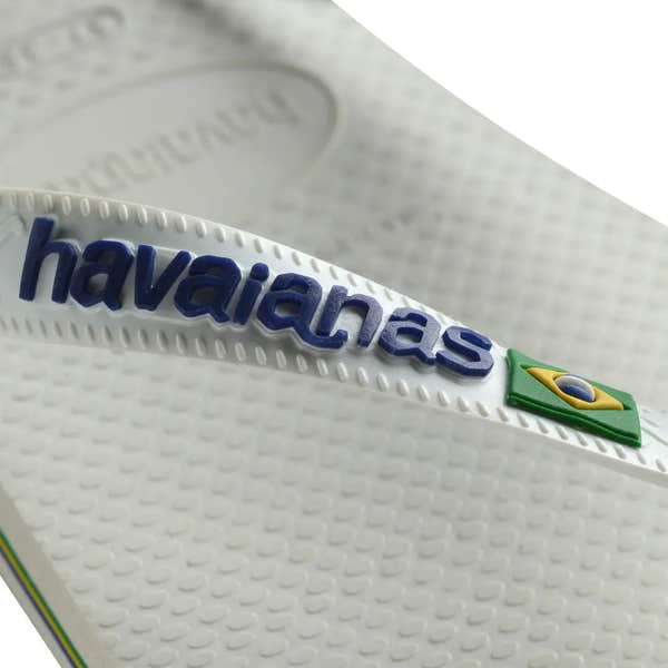 Havaianas Brasil Logo Ladies White Toe Post Sandals