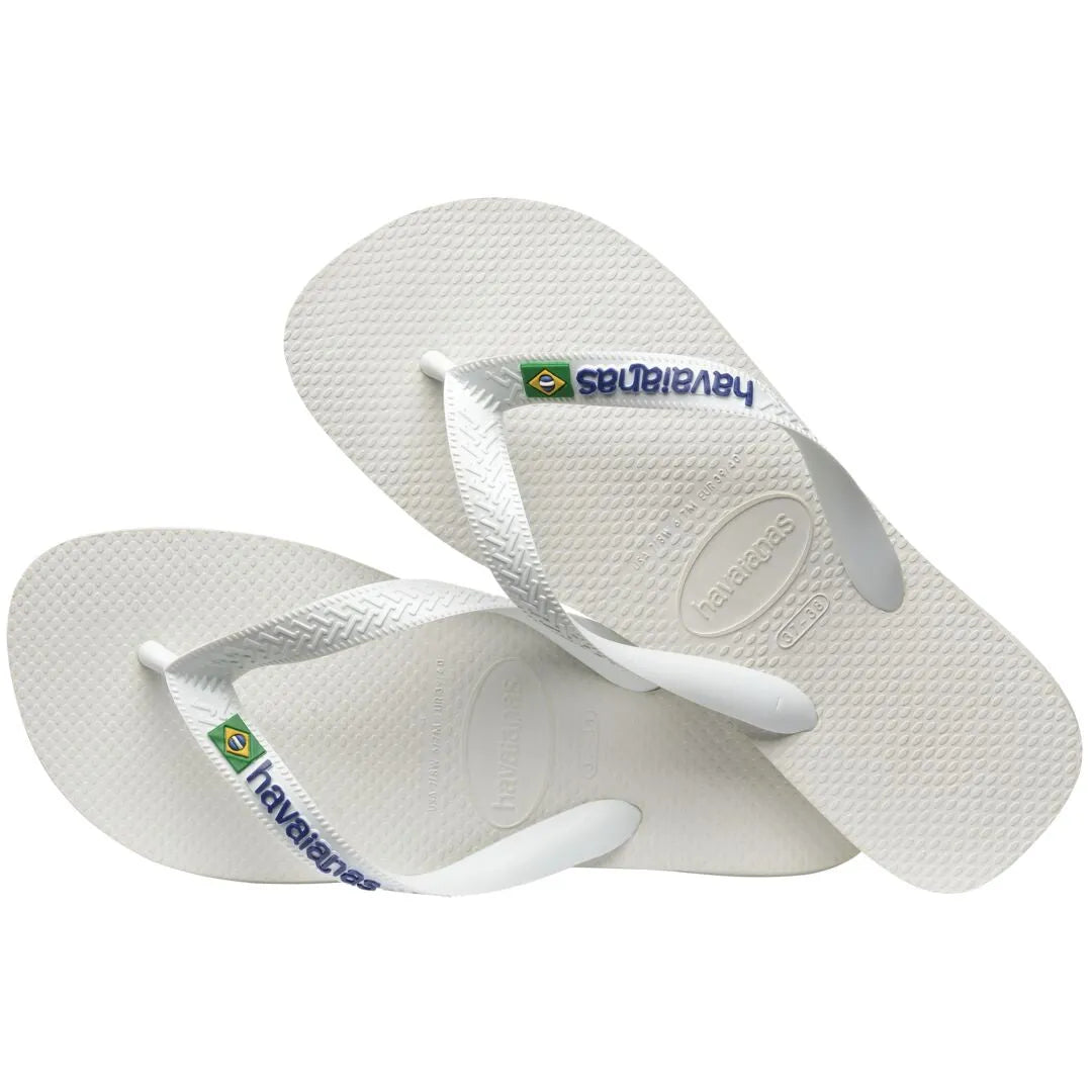 Havaianas Brasil Logo Ladies White Toe Post Sandals