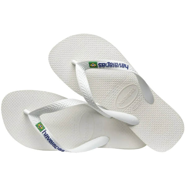 Havaianas Brasil Logo Ladies White Toe Post Sandals
