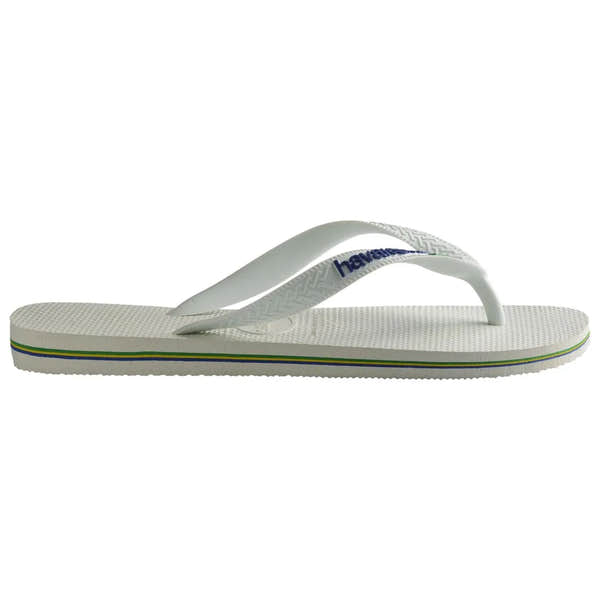 Havaianas Brasil Logo Ladies White Toe Post Sandals