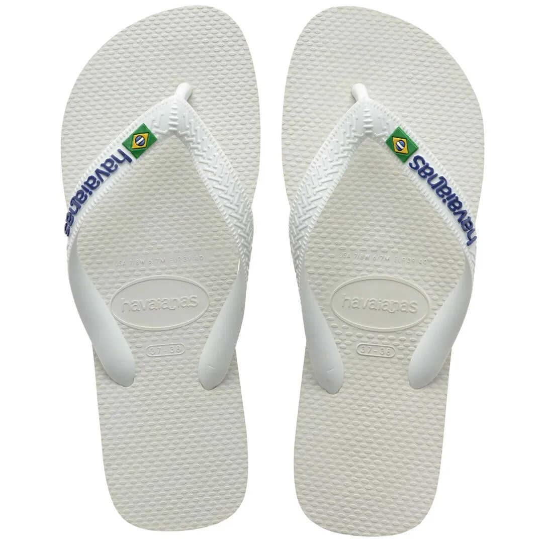 Havaianas Brasil Logo Ladies White Toe Post Sandals