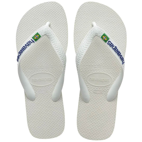 Havaianas Brasil Logo Ladies White Toe Post Sandals