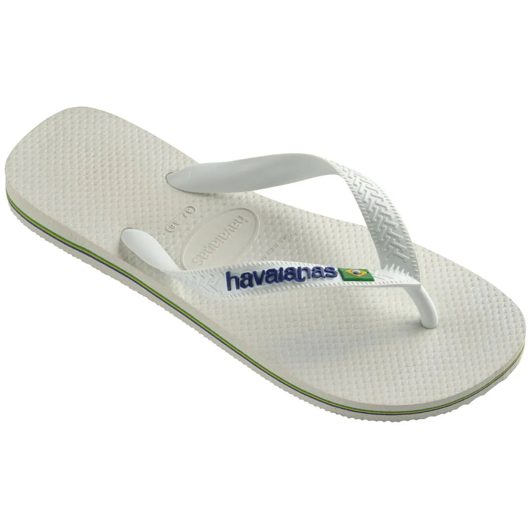 Havaianas Brasil Logo Ladies White Toe Post Sandals