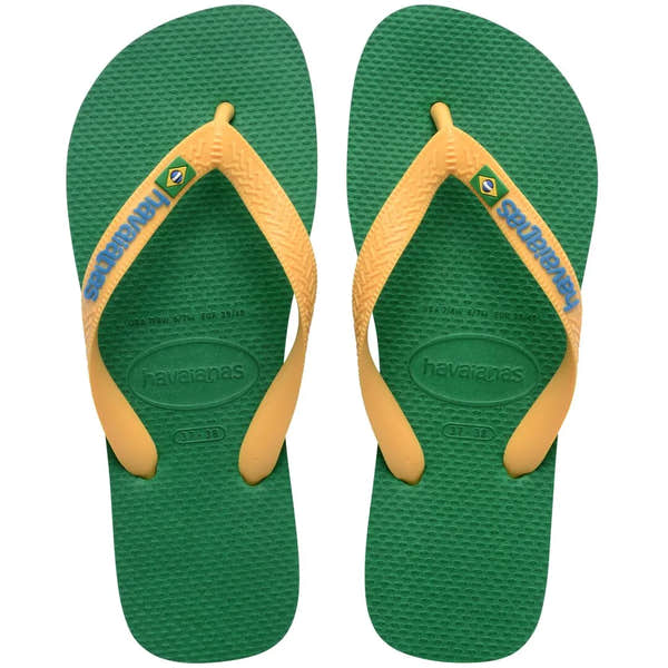 Havaianas Brasil Logo Mens Green/Yellow Toe Post Sandals