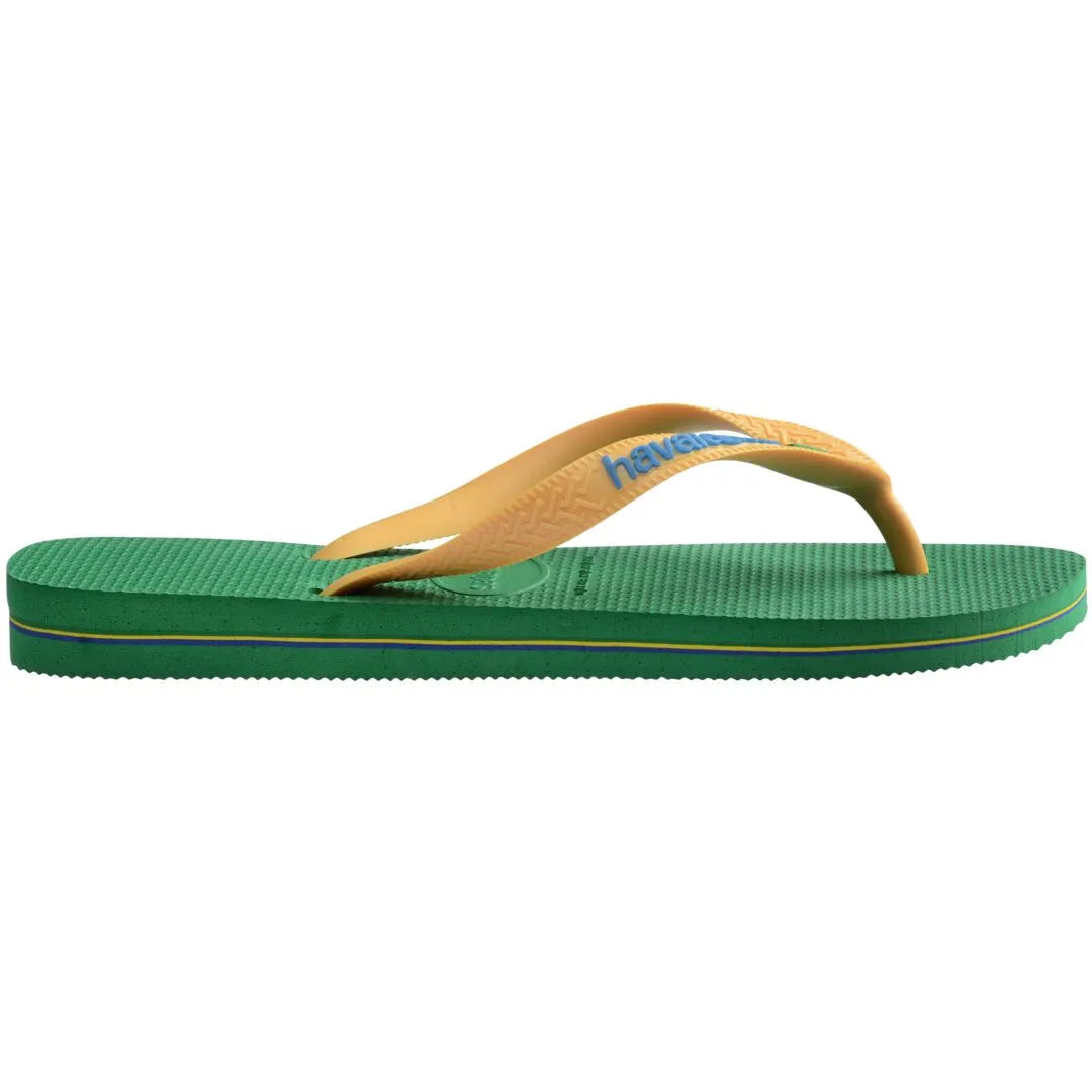 Havaianas Brasil Logo Mens Green/Yellow Toe Post Sandals