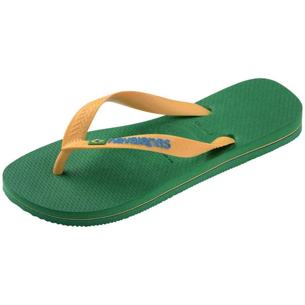 Havaianas Brasil Logo Mens Green/Yellow Toe Post Sandals