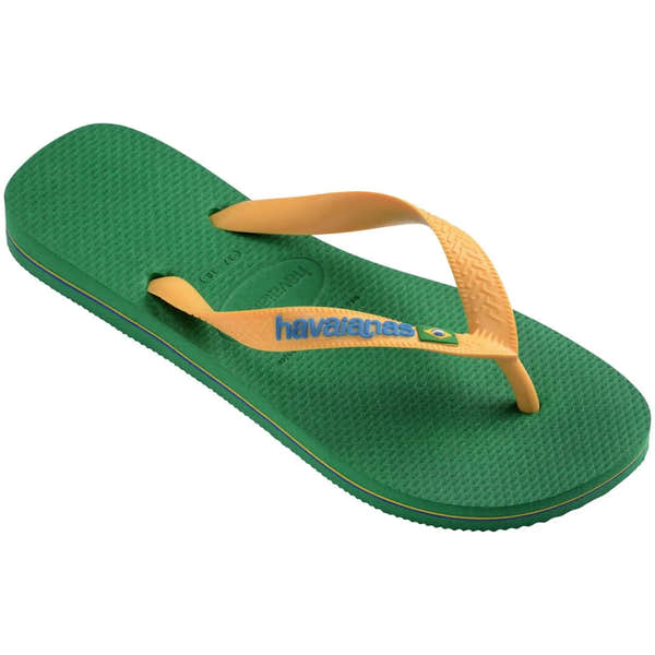 Havaianas Brasil Logo Mens Green/Yellow Toe Post Sandals