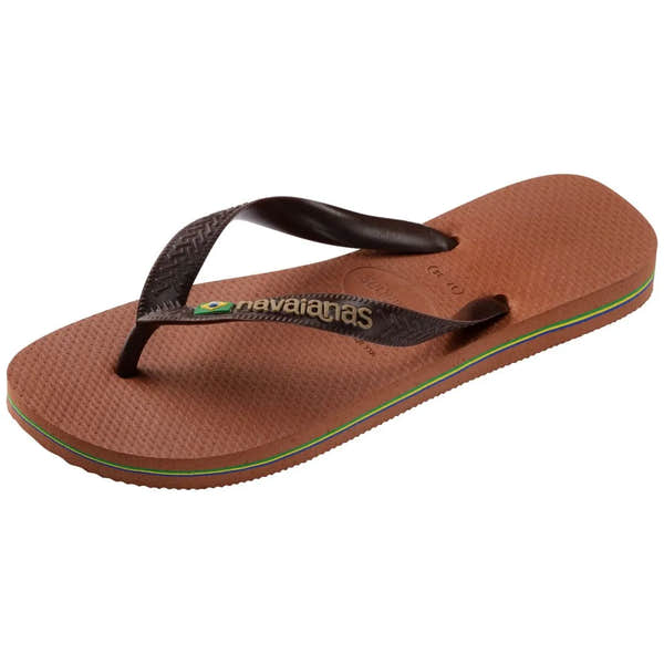 Havaianas Brasil Logo Mens Rust/Dark Brown Toe Post Sandals