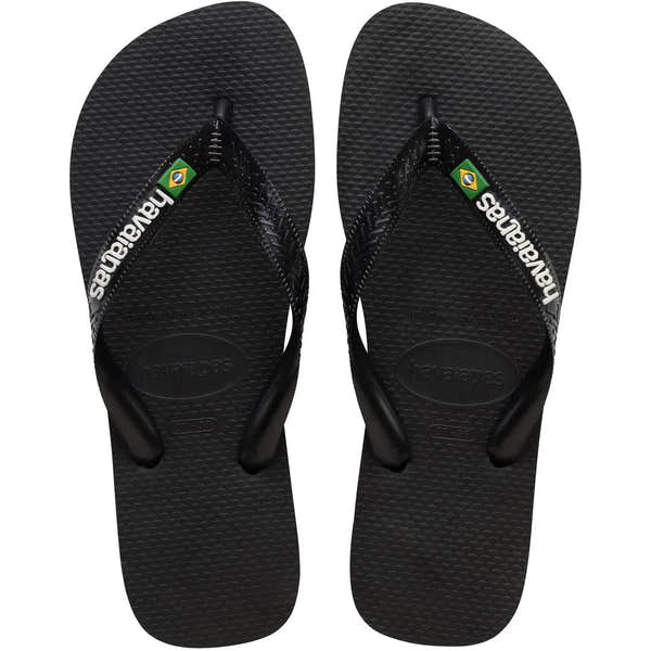 Havaianas Brasil Logo Unisex Black/Black Toe Post Sandals