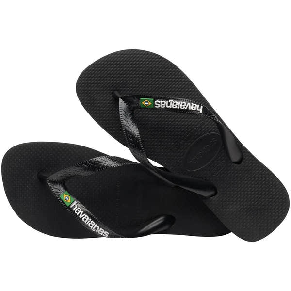 Havaianas Brasil Logo Unisex Black/Black Toe Post Sandals