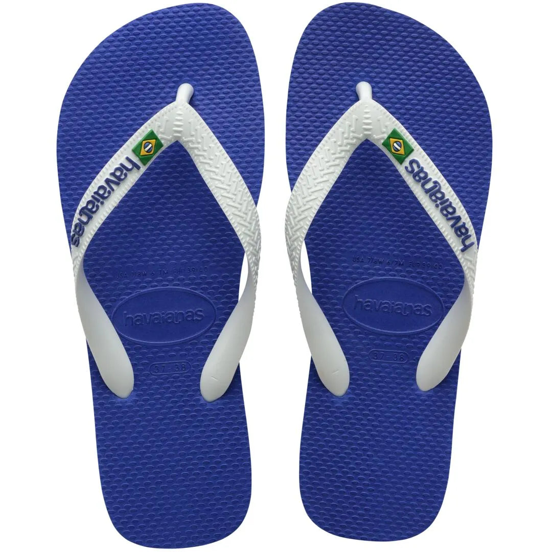 Havaianas Brasil Logo Unisex Marine Blue Toe Post Sandals