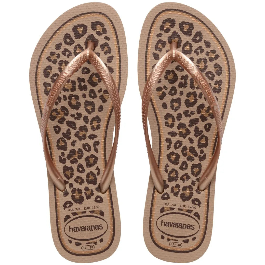 Havaianas Slim Animals Ladies Rose Gold Toe Post Sandals