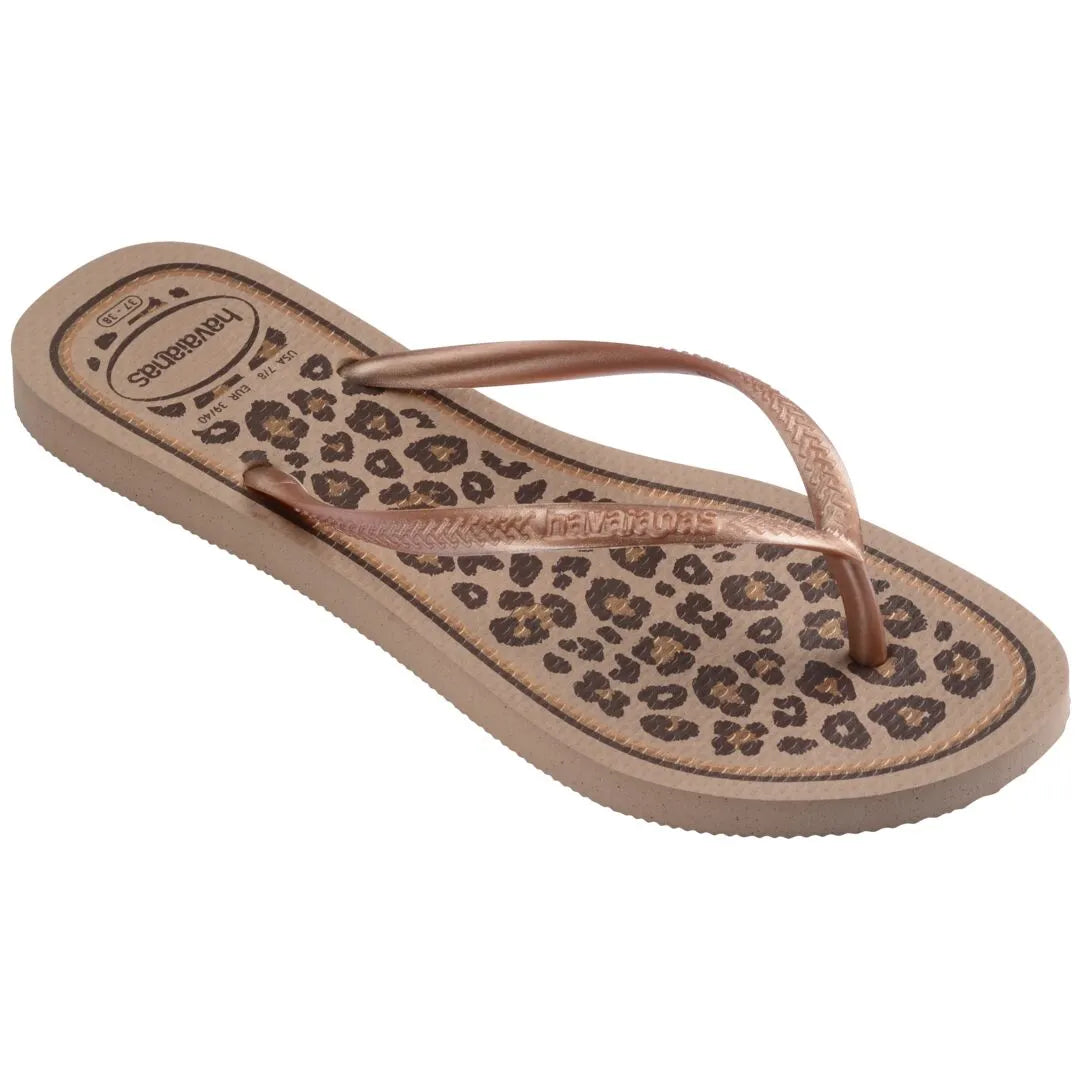 Havaianas Slim Animals Ladies Rose Gold Toe Post Sandals