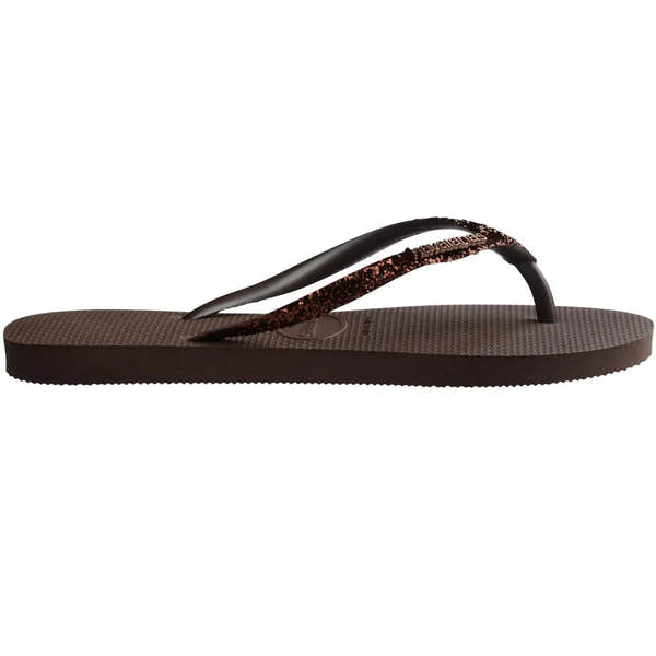 Havaianas Slim Glitter II Ladies Dark Brown Toe Post Sandals