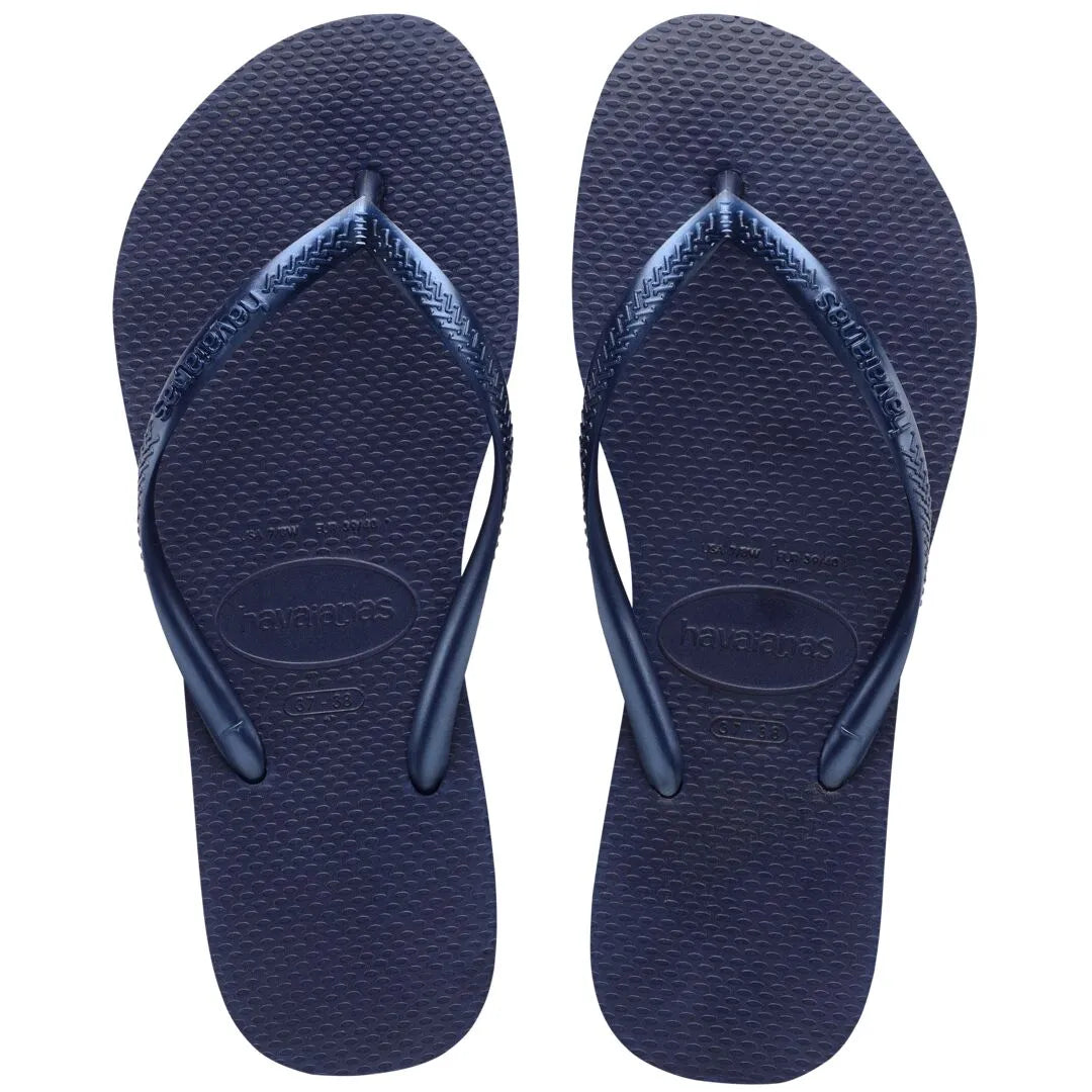 Havaianas Slim Ladies Navy Toe Post Sandals