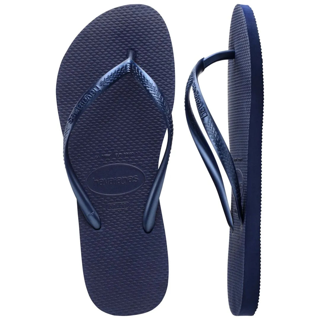 Havaianas Slim Ladies Navy Toe Post Sandals