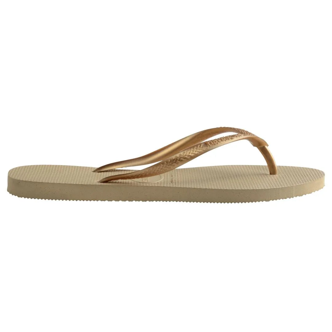 Havaianas Slim Ladies Sand Grey/Light Golden Toe Post Sandals