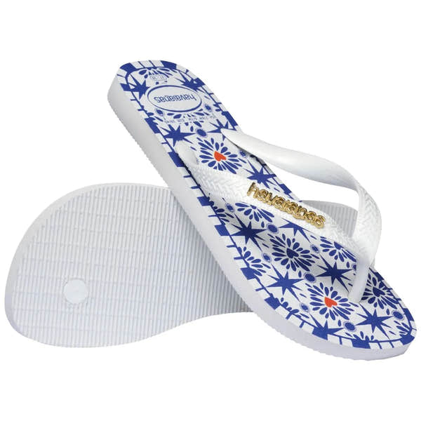 Havaianas Top Sao Luis Ladies White Toe Post Sandals