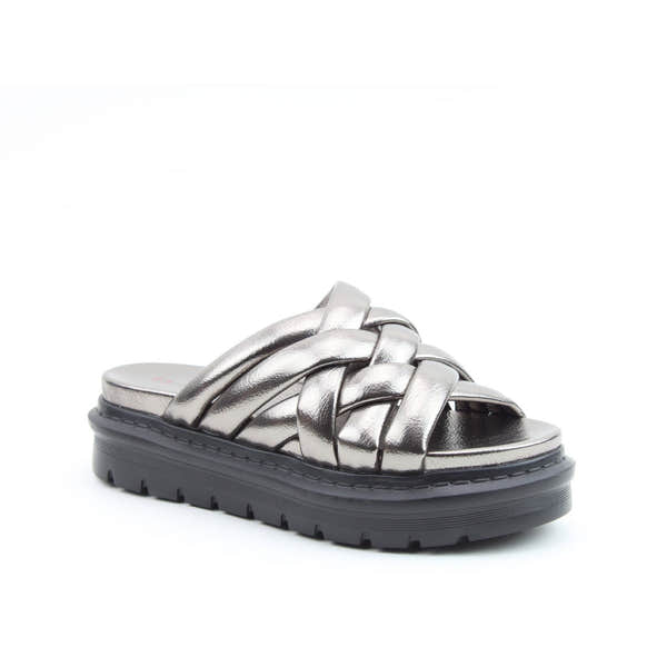 Heavenly Feet Andrea Ladies Pewter Vegan Slider Sandals-elevate your sole