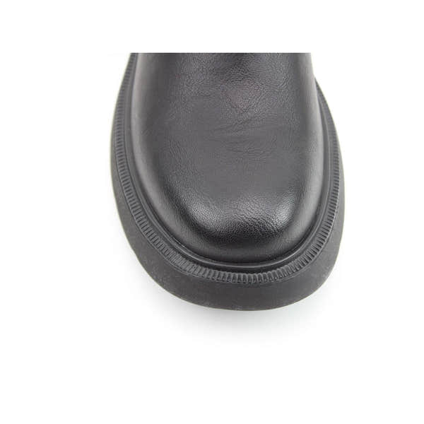 Heavenly Feet Azalea Ladies Black Vegan Side Zip Ankle Boots, rounded toe, chunky sole, and side zipper design.