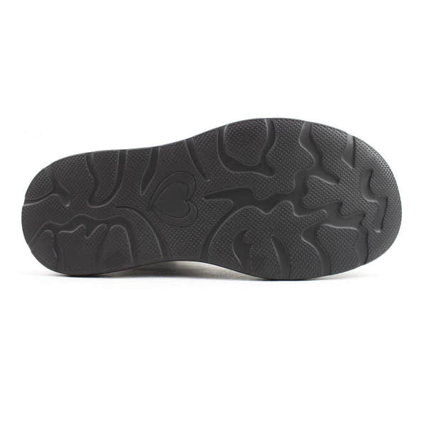 Heavenly Feet Azalea Ladies Black Vegan Side Zip Ankle Boots outsole with heart and floral patterns.