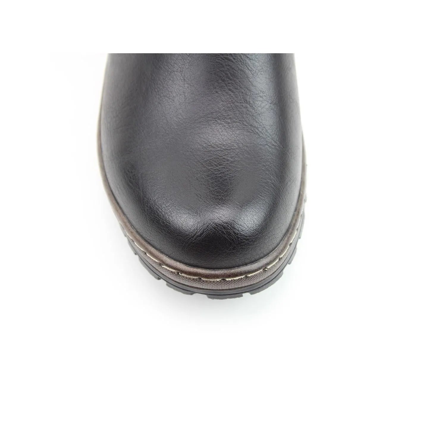 Heavenly Feet Bramble Ladies Black Vegan Mid-Calf Boots with Side Zip, leather-look, resilient sole, and stylish design.