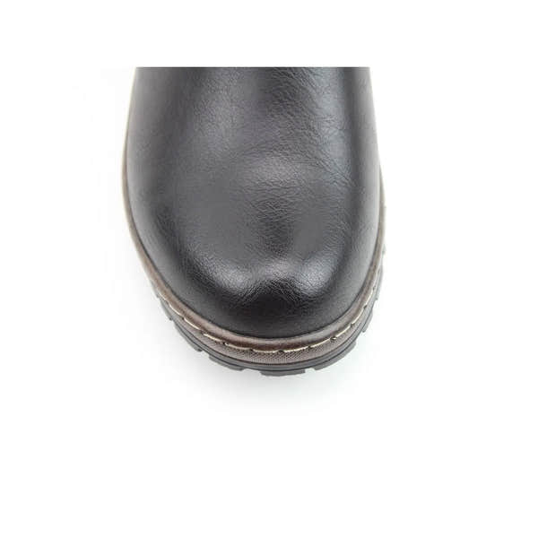 Heavenly Feet Bramble Ladies Black Vegan Mid-Calf Boots with Side Zip, leather-look, resilient sole, and stylish design.