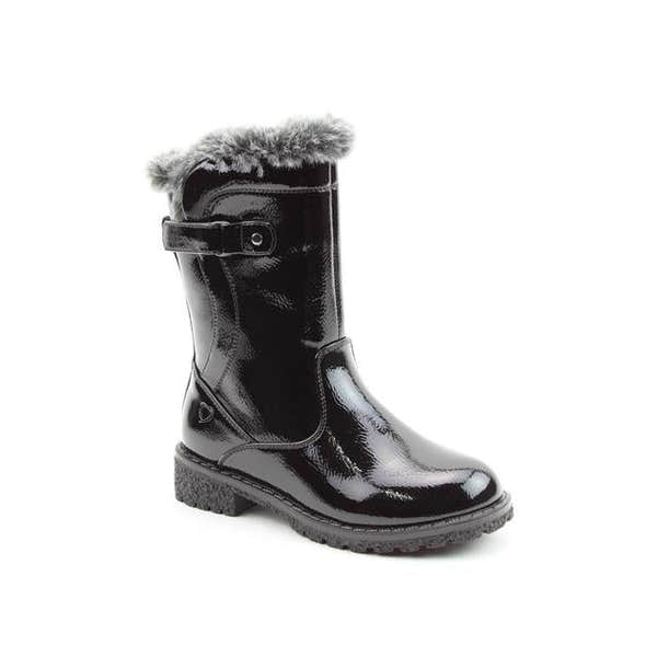 Heavenly Feet Charlotte Girls Black Patent Side Zip Knee High Boots-elevate your sole