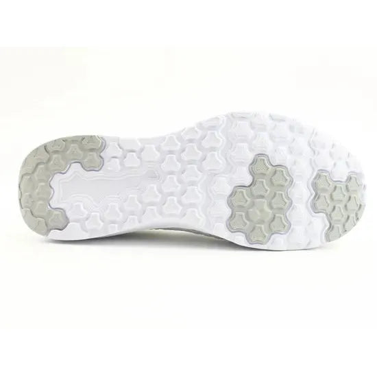 Heavenly Feet Cosmos3 Ladies Blue Multi Textile Vegan Elasticated Shoes, sole view with textured anti-slip pattern.