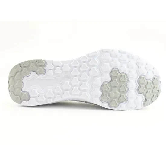 Heavenly Feet Cosmos3 Ladies Blue Multi Textile Vegan Elasticated Shoes, sole view with textured anti-slip pattern.