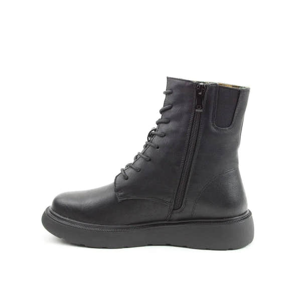 Heavenly Feet Fern Ladies Black Vegan Zip & Lace Ankle Boots-elevate your sole