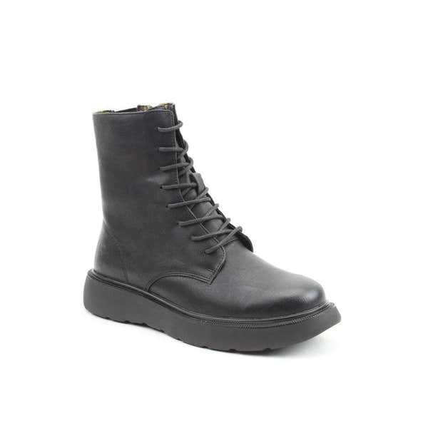 Heavenly Feet Fern Ladies Black Vegan Zip & Lace Ankle Boots-elevate your sole