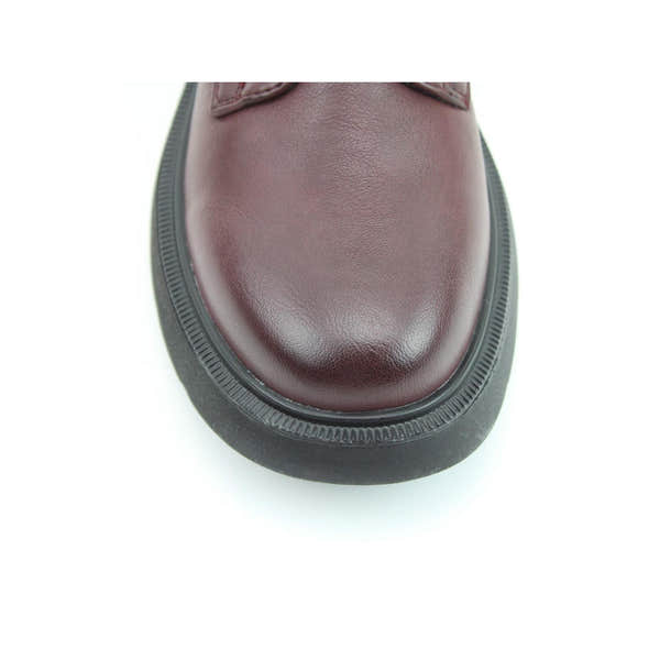 Heavenly Feet Fern ladies burgundy vegan zip and lace ankle boots with rounded toe and black rubber sole.