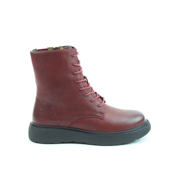 Heavenly Feet Fern Ladies Ruby Red Vegan Zip & Lace Ankle Boots-elevate your sole