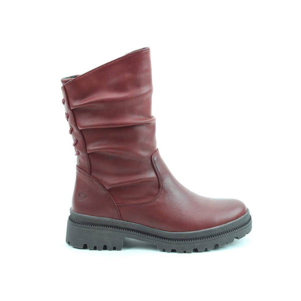Heavenly Feet Gretel Ladies Ruby Red Vegan Zip & Lace Mid-Calf Boots-elevate your sole